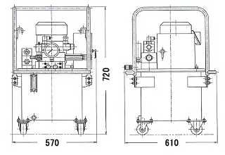電動式油圧ユニット　寸法図